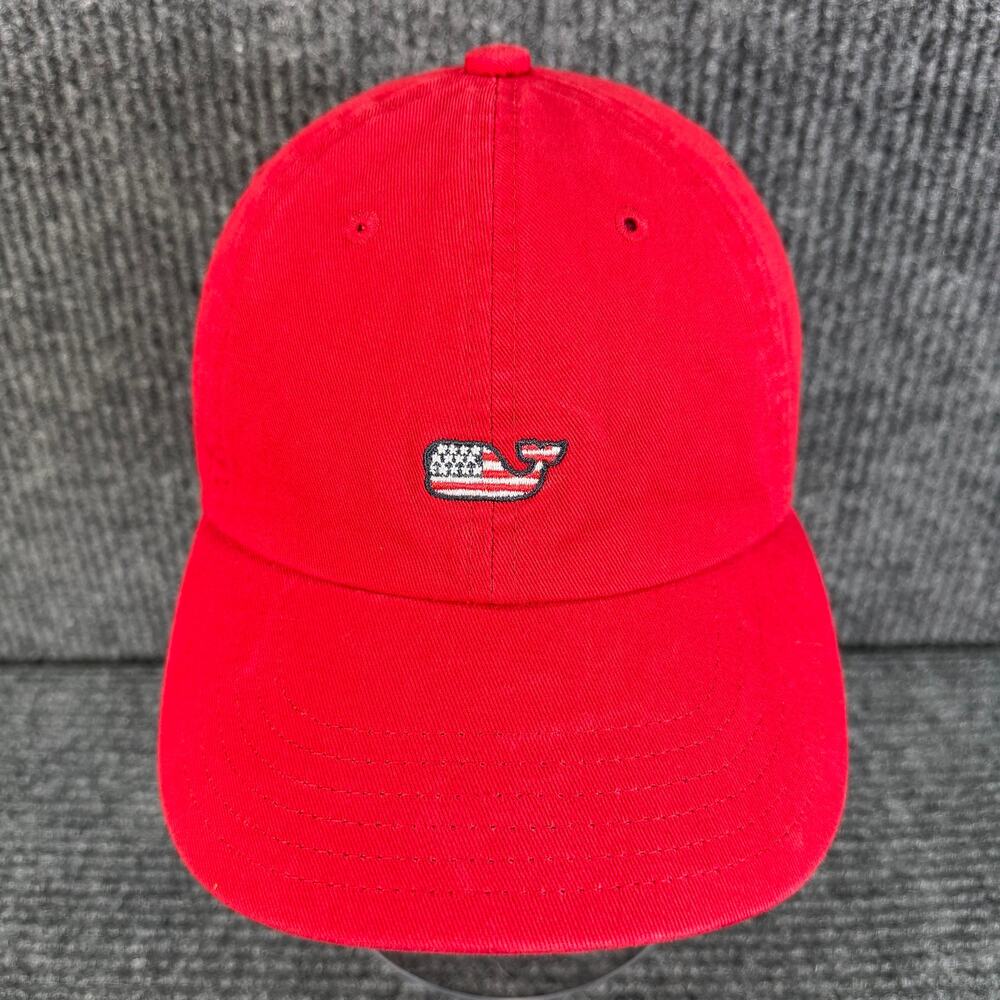 Vineyard Vines Red Baseball Cap American Flag Whale Logo Adjustable Hat